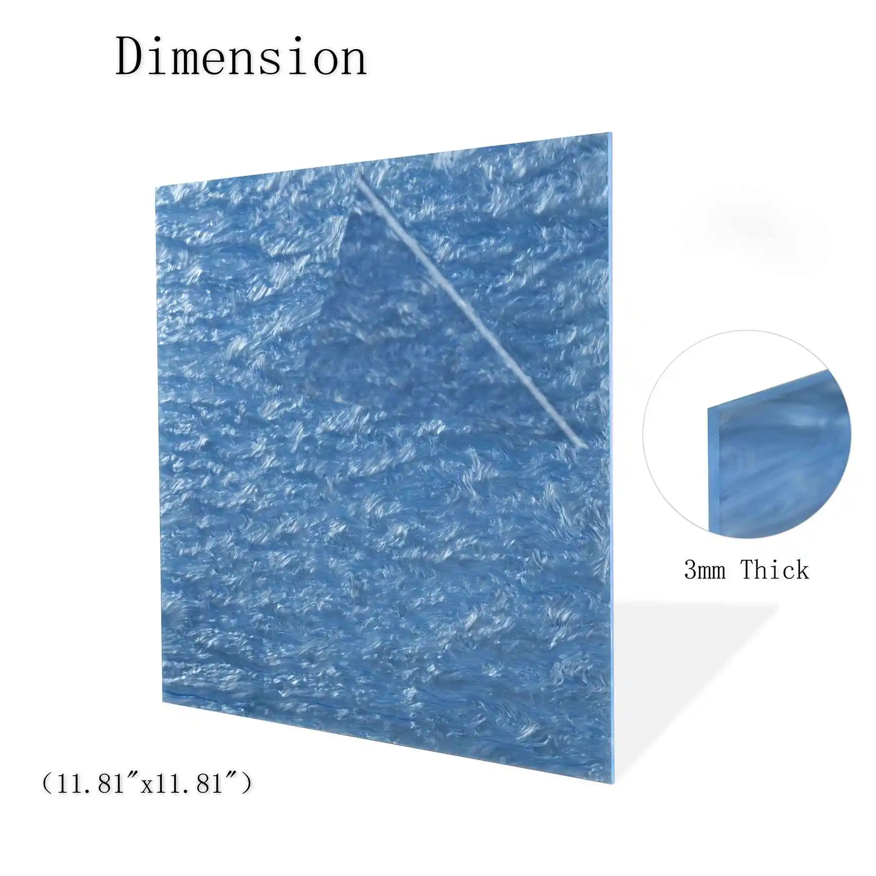 Литой акриловый лист с узором из синего мрамора толщиной 3 мм 2 шт.