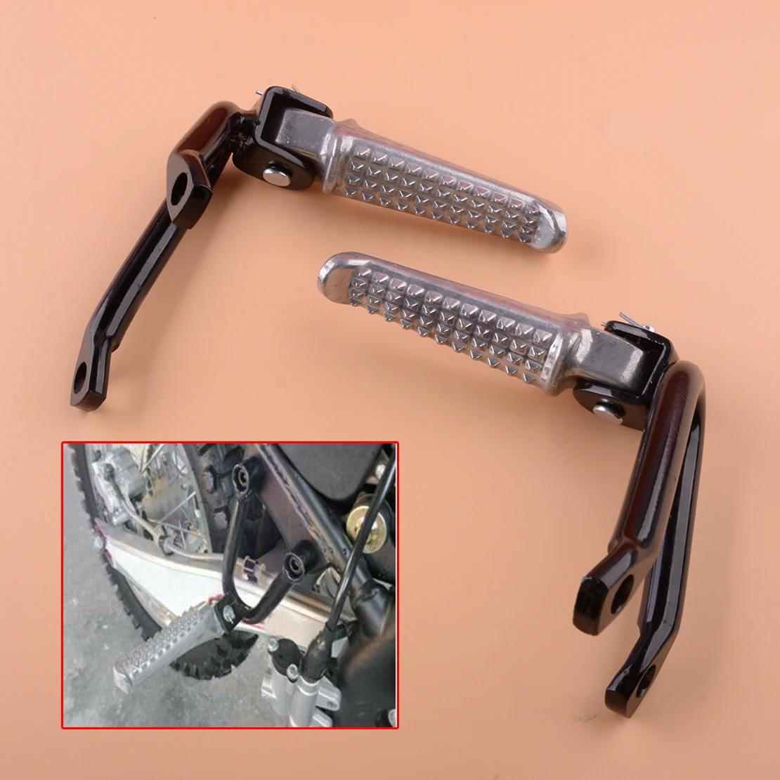 

2Pcs Motorcycle Rear Left & Right Passenger Foot Peg Pedal Pad Bracket Side Stand Support Refit Parts Accessories