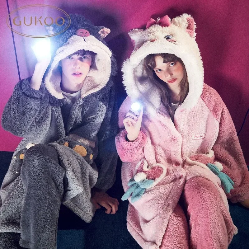 

Disney Marie Cat Rutherford Pajamas Set for Couple Kawaii Cartoon Winter Warm Nightdress Nightgown Cosplay Christmas Clothes