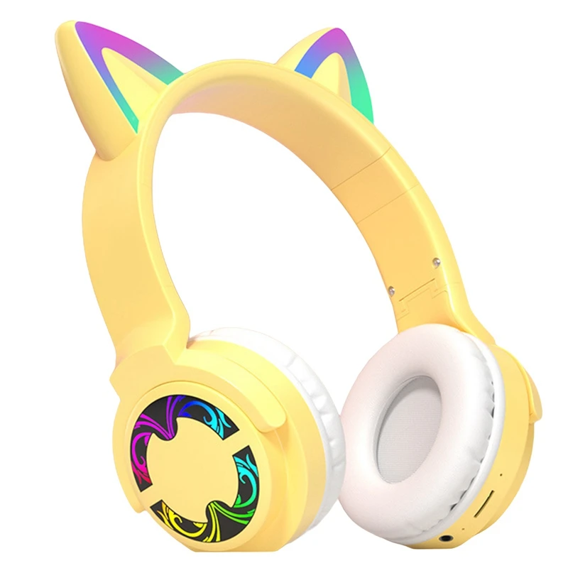

Cat Ear Headphones, Bluetooth 5.2 Headphones, RGB Colorful Foldable Gaming Headphones For Girls