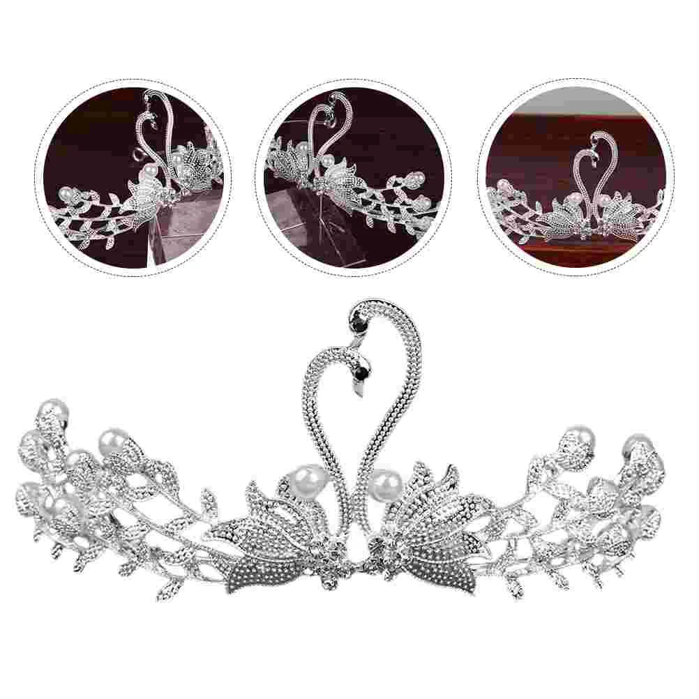

Rhinestone Swan Crown Wedding Bridal Tiara Women Silver Rhinestones Hair Jewels