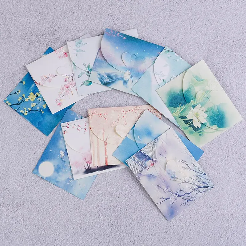 

10pcs Cute Chinese Vintage Style Flowers Paper Envelope For Letter Creative Stationery Paper Postcards Card Scrapbooking