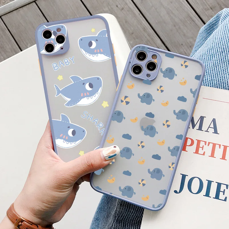 

Cute Animals Phone Case For iPhone 7 8 Plus SE 2020 11 12 13 Pro Max X XS XR Cartoon Dinosaur Tiger Penguin Shark Pig Hard Cover