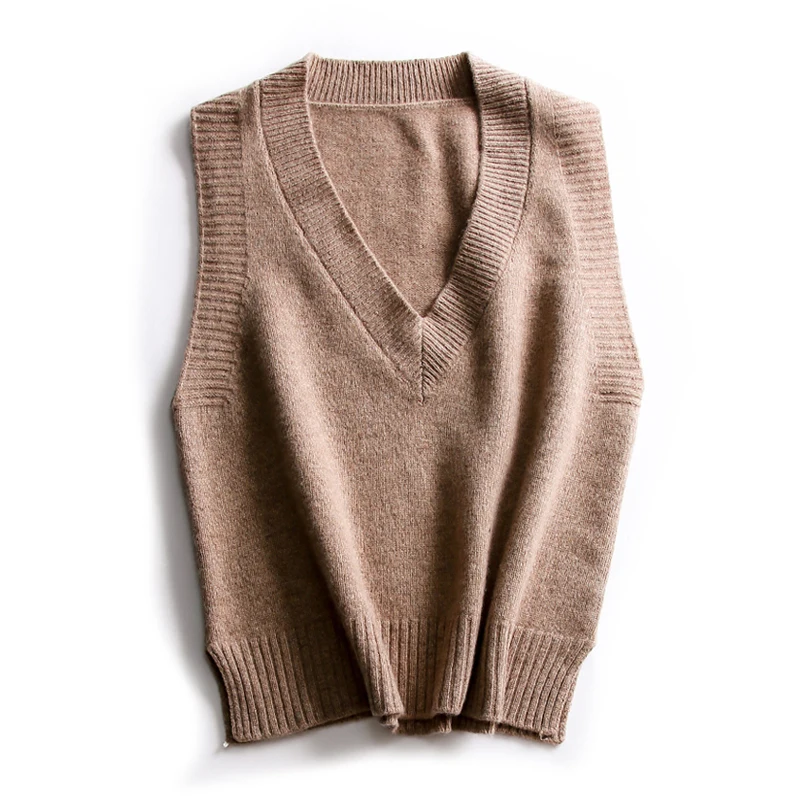 Женский вязаный свитер-жилет свободный Однотонный пуловер без рукавов с