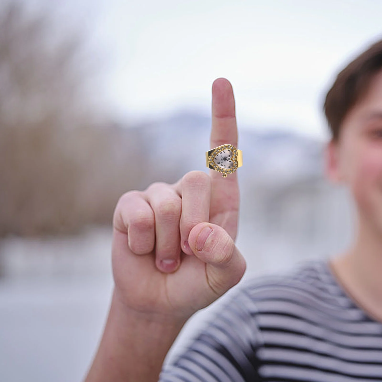 Женские часы на палец в форме сердца с кольцом женский подарок день Святого