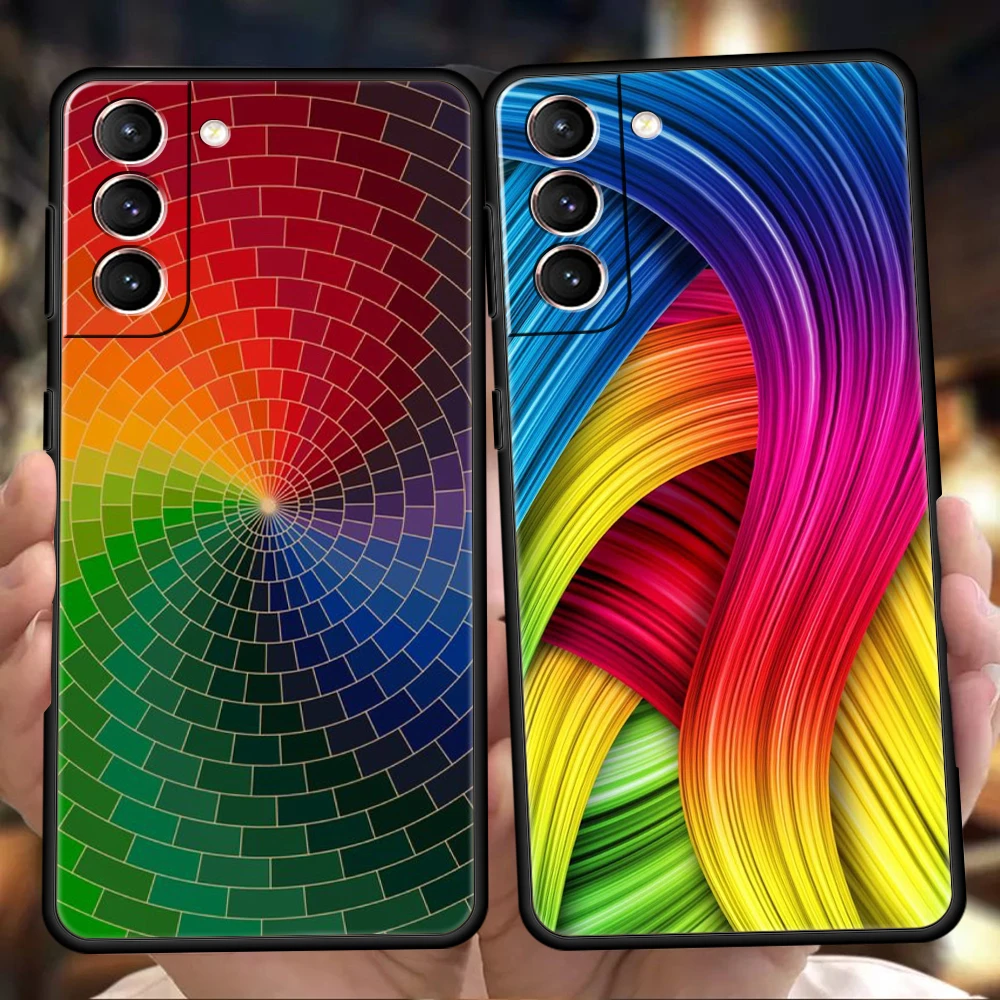 

Retro Rainbow Stripe Art Phone Case For Samsung S22 S20 S21 FE Note S21 20 10 Ulrta S10 S10E S9 M21 M22 M32 M31 5G Plus TPU Bag
