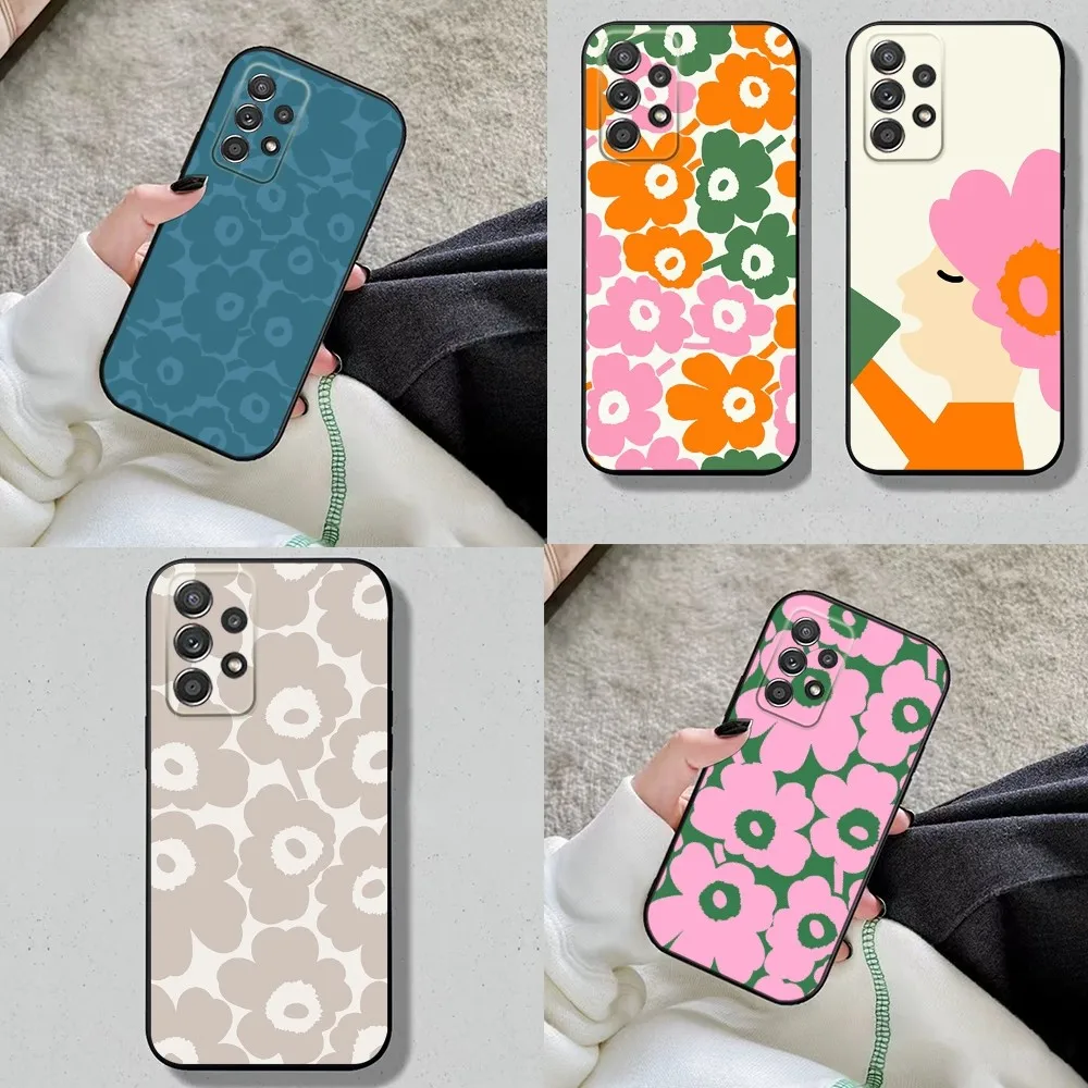 Чехол для телефона Flower U-Unikko Samsung S24 S23 S22 S21 S20 S10 S10E S9 Plus FE Note 20 Ultra 10 9 черный чехол