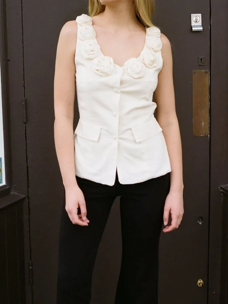 Новинка 2024 женская одежда модный жилет из льна в европейском и американском