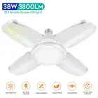 Складной светодиодный светильник для гаража E27, 38 Вт, , 4 угла наклона лезвия, регулируемый светильник s, лампа холодноготеплого белого света 3000-6500K