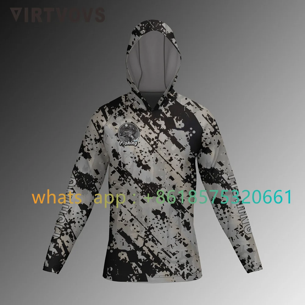 Pro Fishing Apparel Summer Outdoor Men Long Sleeve T Shirt Fish Shirt Sun Protection Breathable Hooded Angling Clothing 2023 New