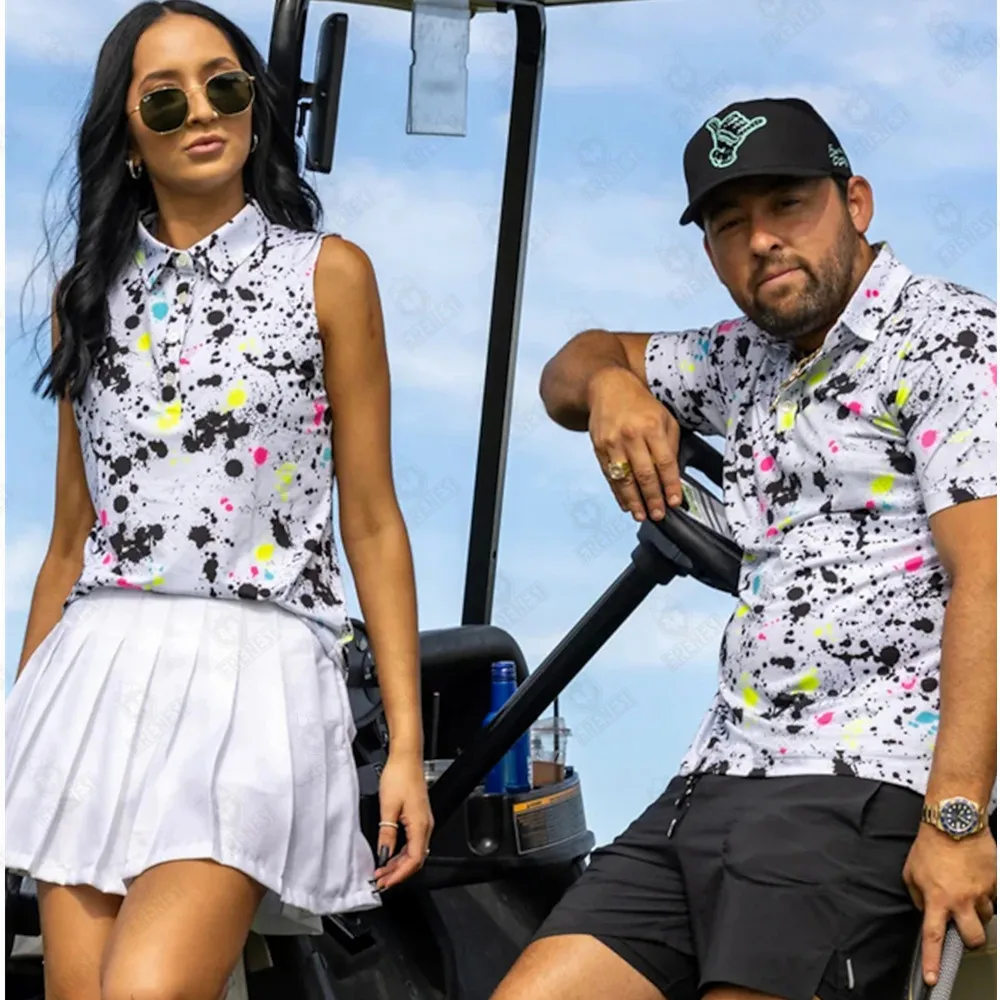 Men's Golf Polo Shirts Fashion Lapel Tie Dye Summer Short Sleeves Gym Workout Sports Casual Top T-Shirt Badminton Clothes