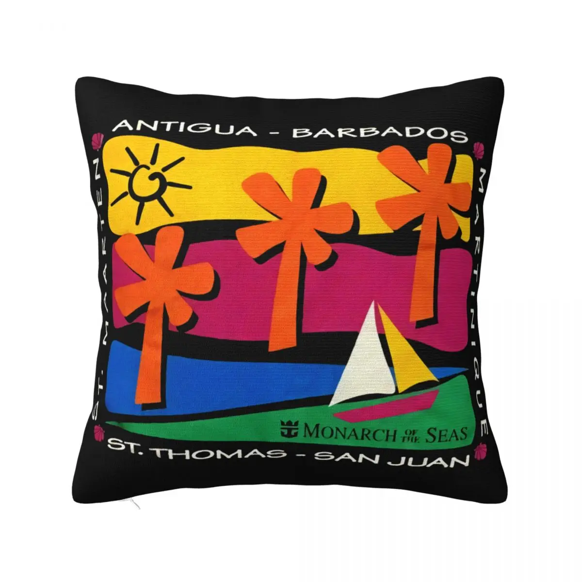 Vtg Royal Carribean Monarch Seas Promo Сувенирные острова для взрослых Большая черная наволочка