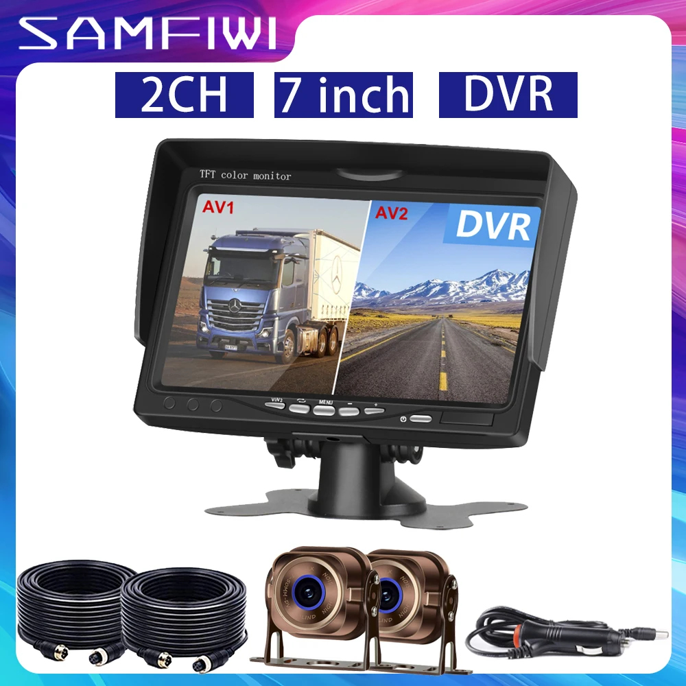 

7inch 1920*1080P IPS Screen Car Truck Bus AHD DVR Monitor With Digital Video Recorder For Front Rear Reverse Backup Camera