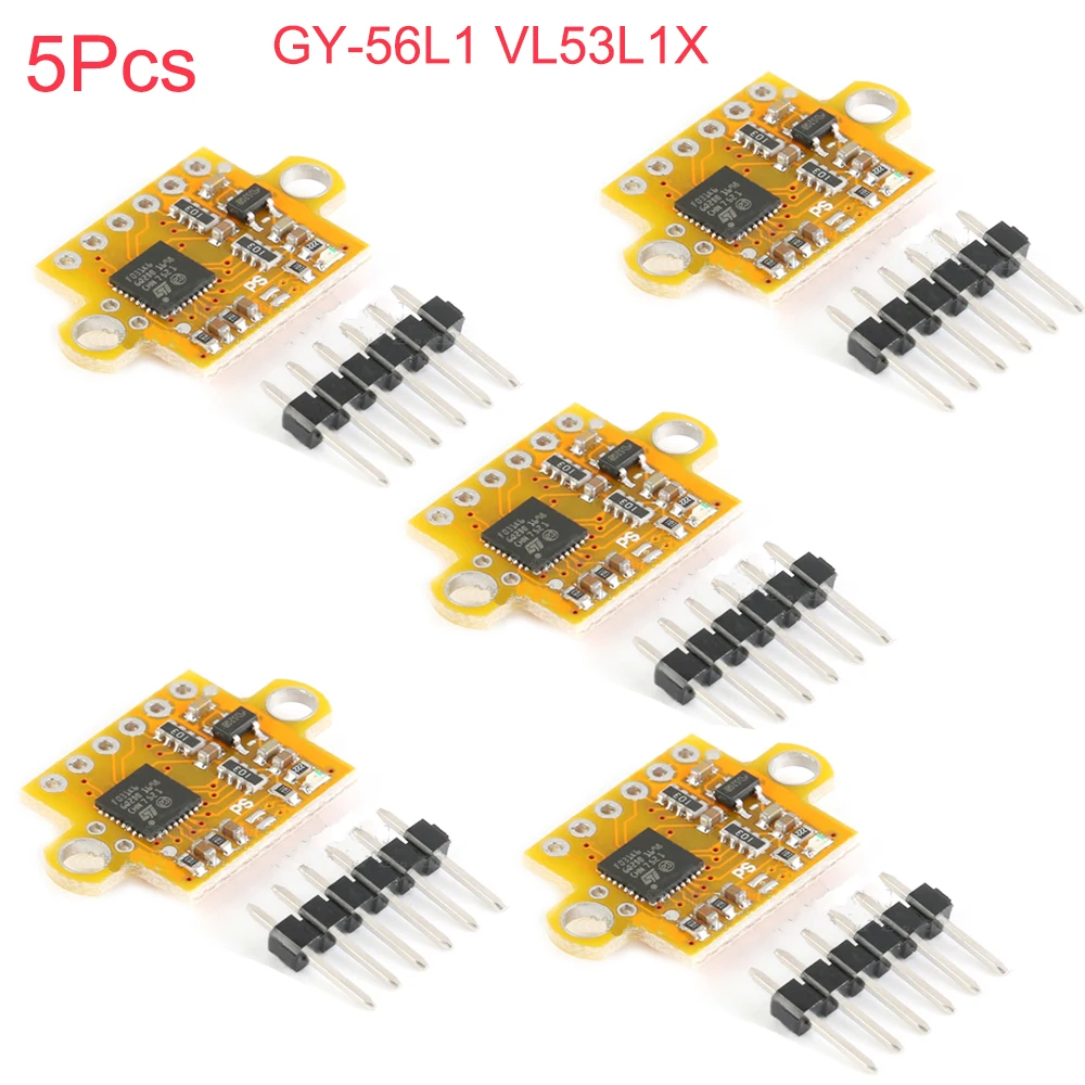 5Pcs GY-56L1 VL53L1X Laser Sensor Module TOF Time-of-Flight Range Breakout Distance Measurement I2C Serial PWM Output 3-5V