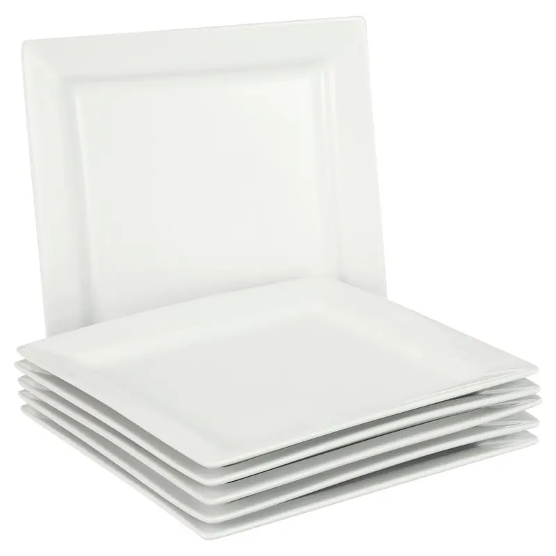 

Square Dinner Plates, White, Set of 6