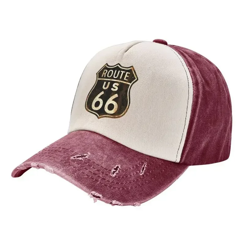 

Custom Cotton Vintage US Route 66 Baseball Cap Outdoor Men Women's Adjustable Snapback Trucker Hat