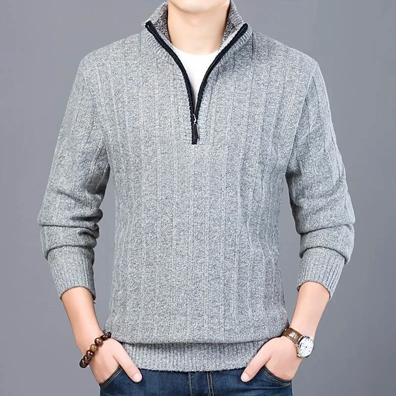 Men's Sweaters Brand Zip Fashion Sweater Men Half Pullover Slim Fit Jumpers Knitwear Thick Autumn Korean Style Casual