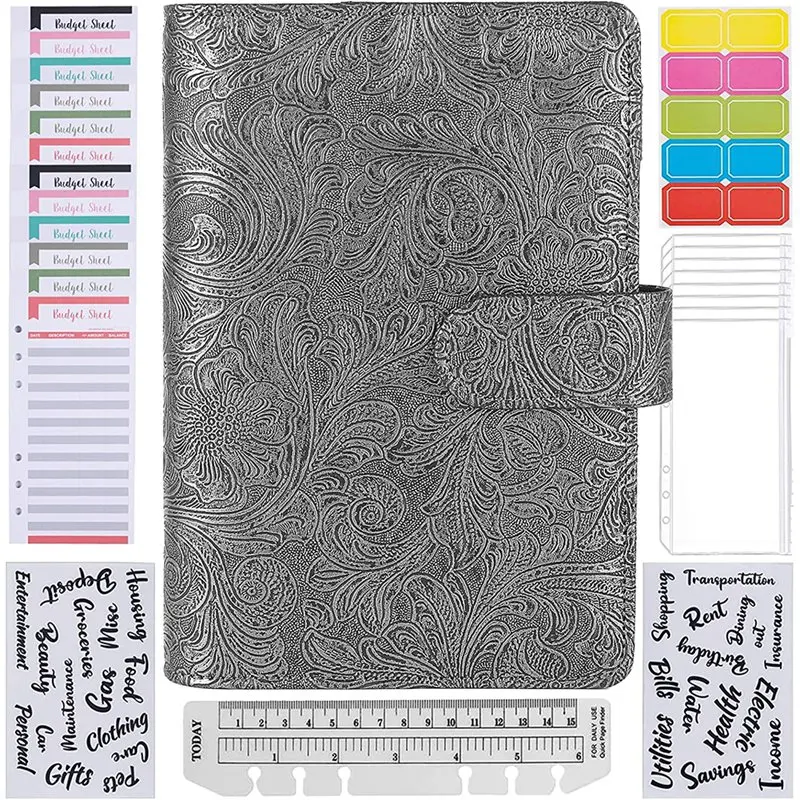

A6 Money Budget Ring Binder-Saving Wallet Organiser Binder with Pockets,Cash Stuffing Budget Wallet Planner Binder
