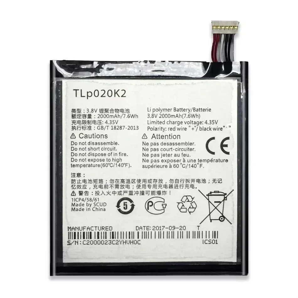Сменный аккумулятор для смартфона TLP020K2 TLp020Kj 2000 мАч Alcatel One Touch 6039H 6039Y 6039K Idol 3 4 7