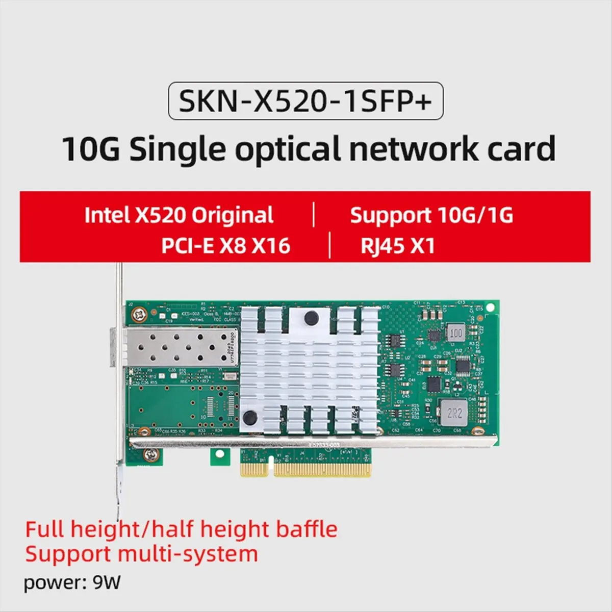 Фото Сетевая карта doyou 10G SFP+ для контроллера Intel Host Controller PCI-E X8/совместима с X16 PCIe V2.0 (5.0 GT/S) №2