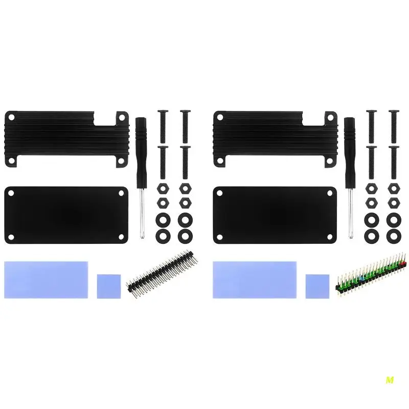 

F19E for Raspberry Pi Zero 2 W Aluminum Alloy Shell with Heat Dissipation Protective Case With Pin Header Screws Screwdriver