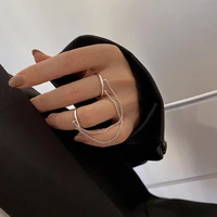 summer jewelry double layer tassel chain ring punk cool trend double ring finger female girl adjustable ring gift