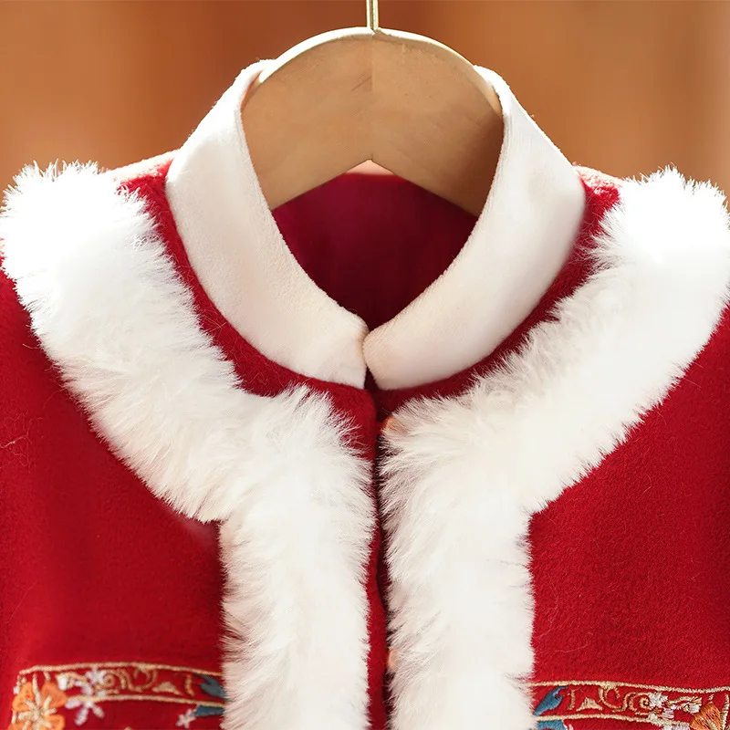 Детский зимний теплый комплект ханьфу древний костюм для девочек новогодняя