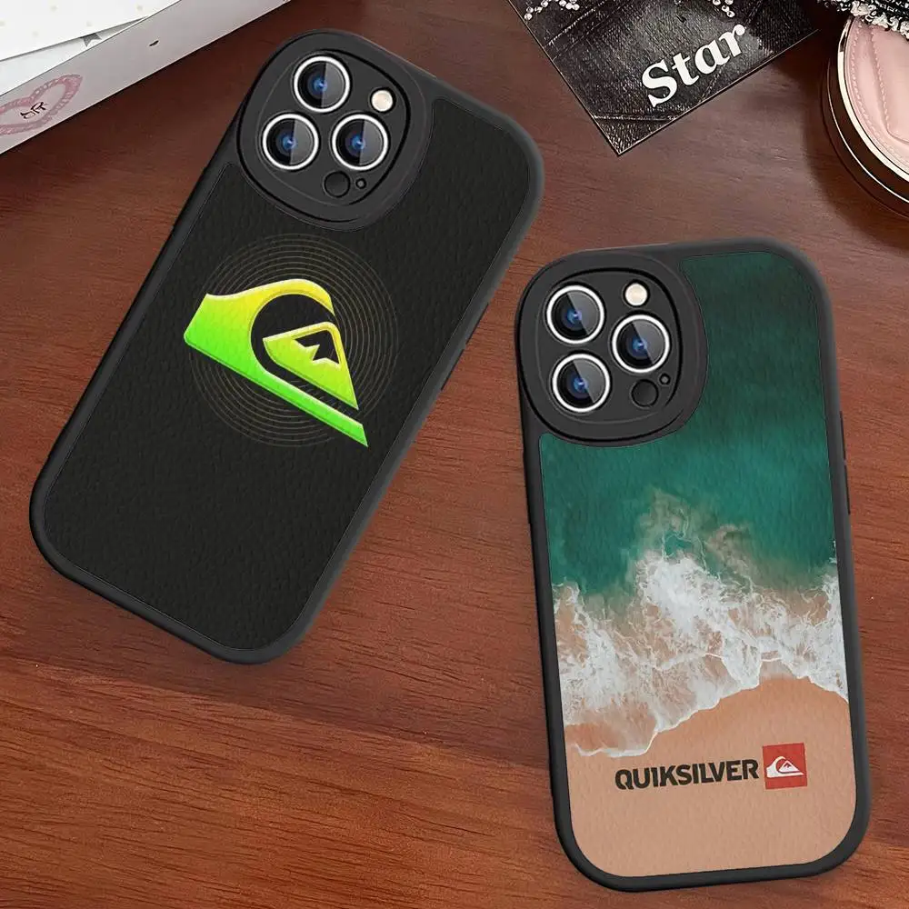Фото Чехол для телефона Q-QuiksilverS LOGO для IPhone 16 15 14 13 12 11 Pro Max Plus, кожаный мягкий чехол №1