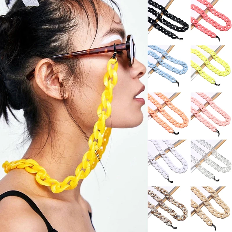 

1PC Eyeglasses Holder Cord Non slip Straps Necklace Acrylic Sunglasses Chains Candy Color Glasses Chain Fashion Chunky Lanyards
