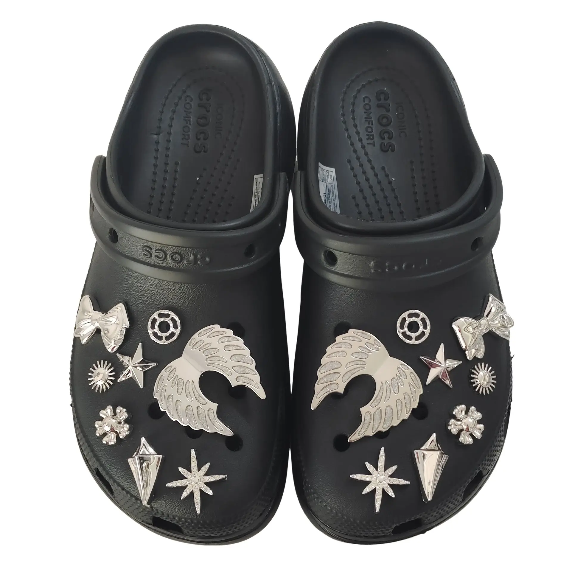 16 шт./лот подвески для обуви крылья звезда снежинка бант аксессуары сабо