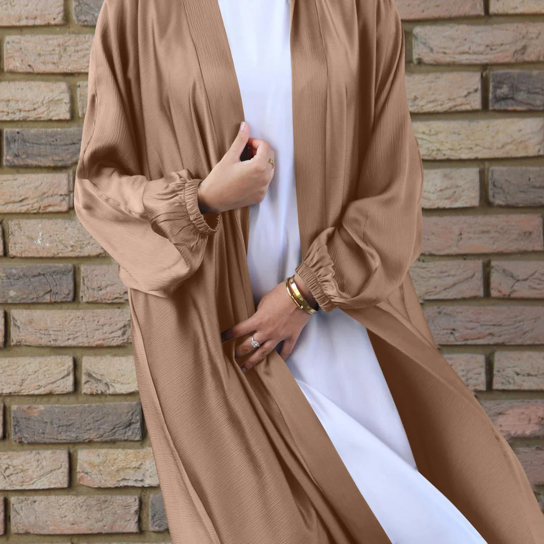 Eid Open Abaya Dubai Ramadan Muslim Hijab Dress Kaftan Bubble Satin Abayas for Women Islam Clothes abaya Kimono Femme Musulmane
