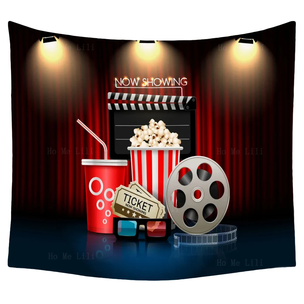 

Popcorn Cinema Movie Theater Object The Film Industry Motion Cultural Club Tapestry By Ho Me Lili For Livingroom Decor