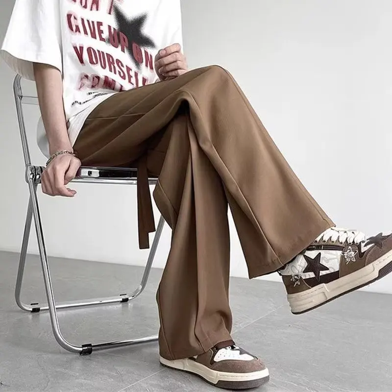 Брюки мужские прямые повседневные Модные свободные Костюмные штаны с широкими