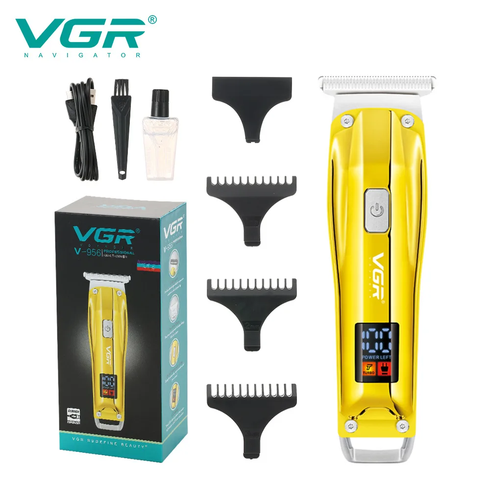 

VGR hair trimmer V956 USB rechargable hair clipper small hairdresser oil head whitening engraving hair carving clipper LCD
