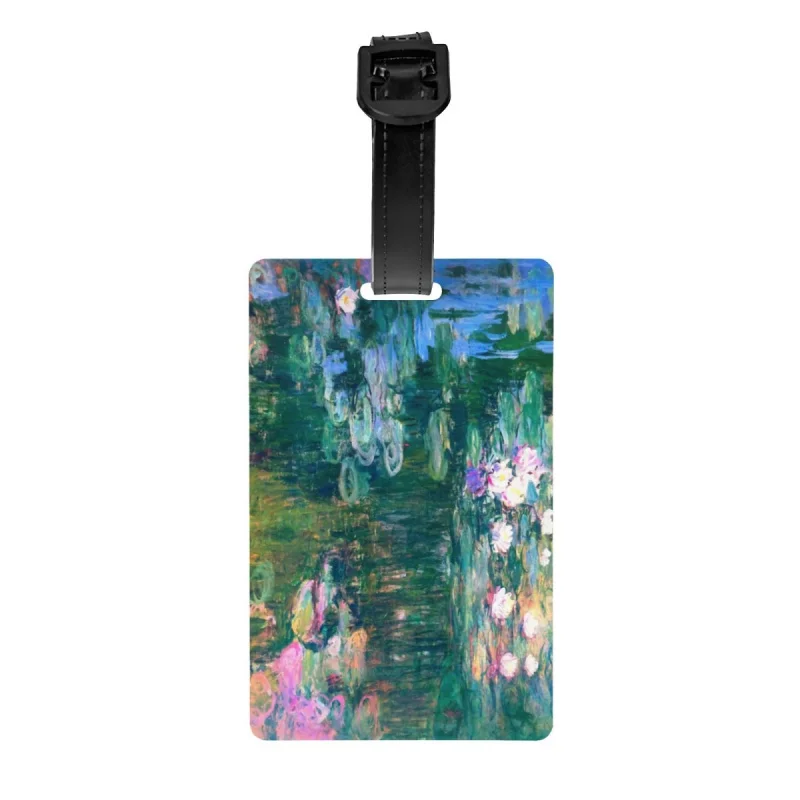

Custom Water Lilies Monet Luggage Tag With Name Card Streetwear Privacy Cover ID Label for Travel Bag Suitcase