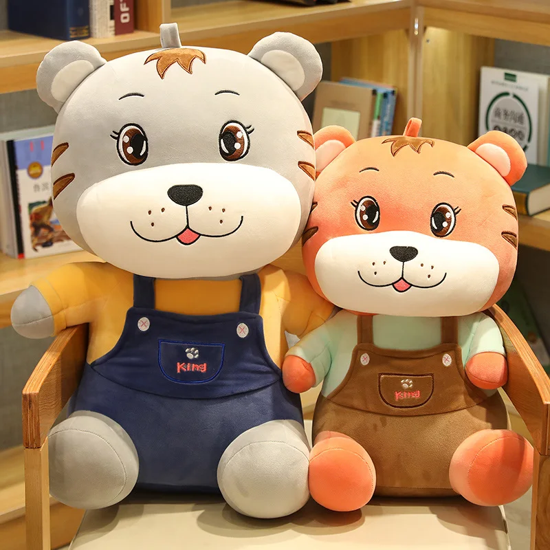 1 шт. милые плюшевые кукла Тигр в комбинезоне супер мягкие игрушки с животными