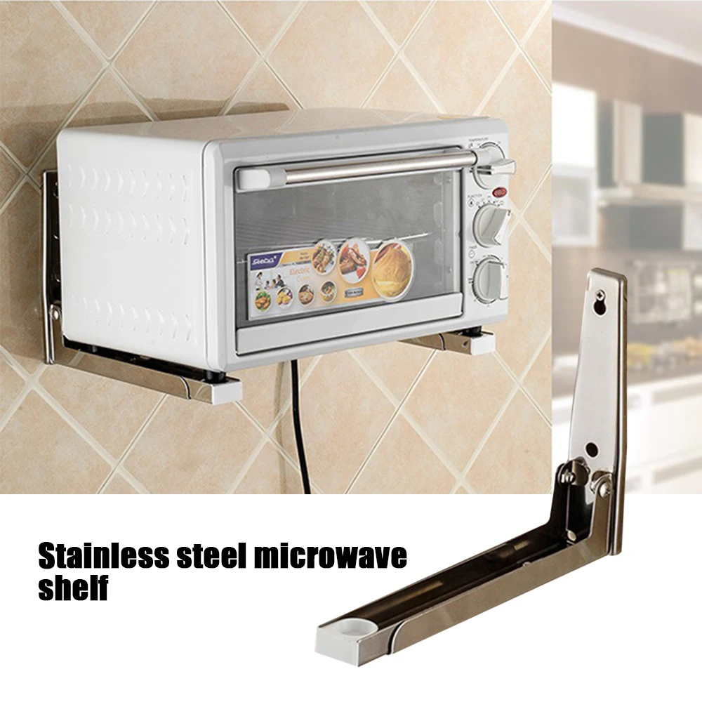 

Wall-Mounted Oven Rack Stainless Steel Retractable Bracket Kitchen Microwave Oven Shelf Sturdy Oven Holder Home Storage Holder