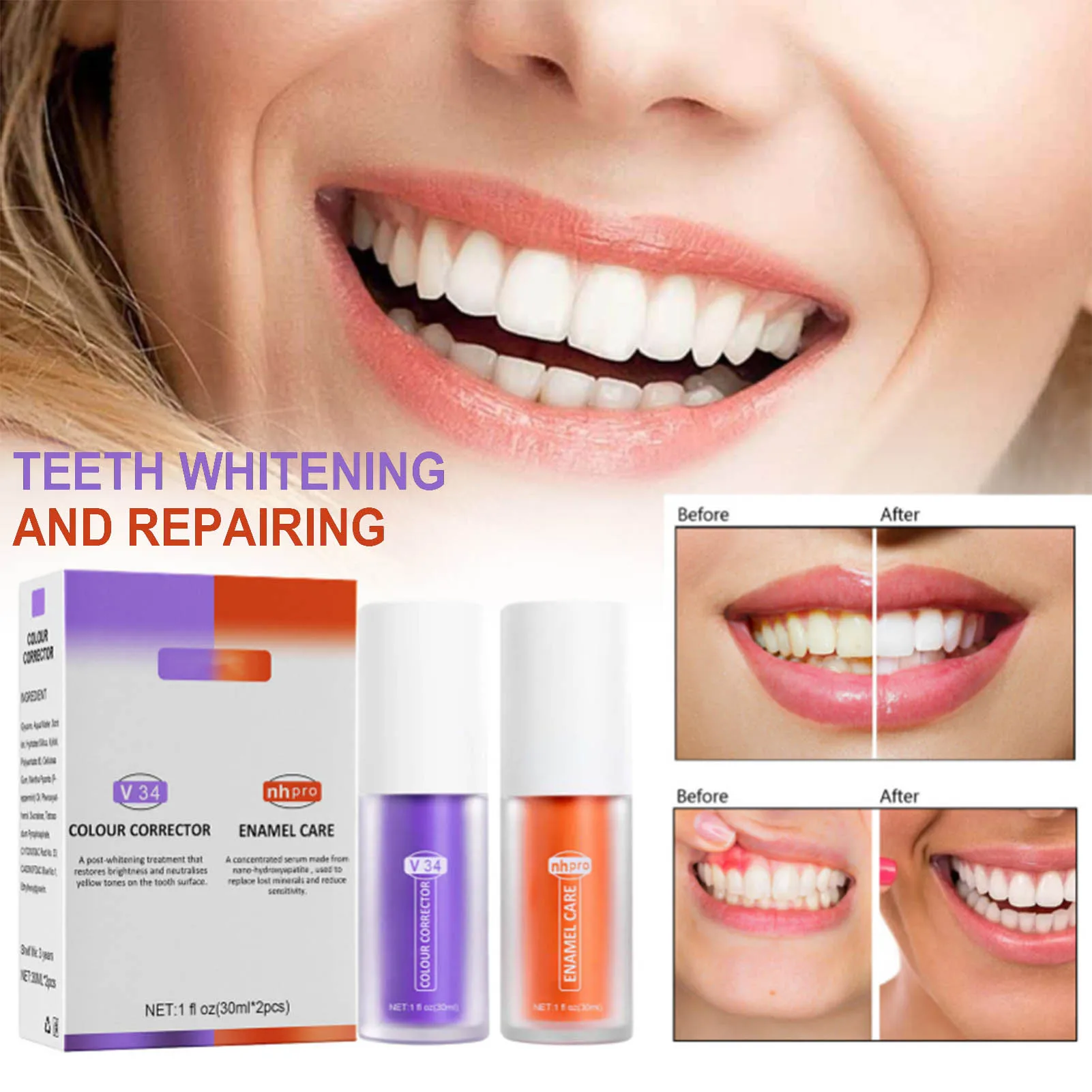 

Teeth Whitening Cleansing Toothpaste Enamel Care Remove Plaque Stains Toothpaste Colour Corrector Refreshing Oral Dental Care