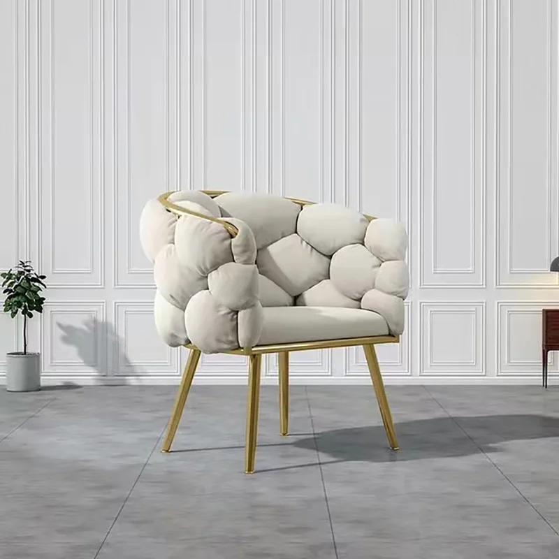 

Light Luxury Fluffy Sofa Creative Design Velvet Armchair Nordic Leisure Waiting Chair Comfortable Dressing Hone Furniture YH