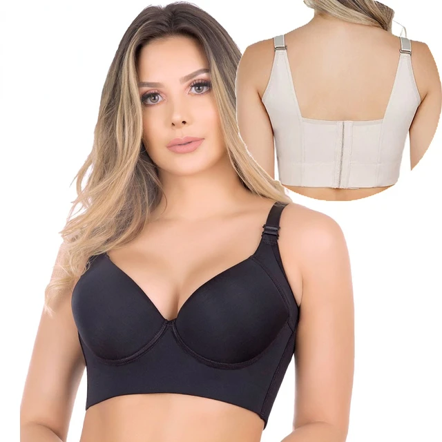 Women's Deep V Cup Hide Back Fat Bra With Shapewear Incorporated Full Coverage Push Up Sculpting Uplift Sports Bras For Women 1