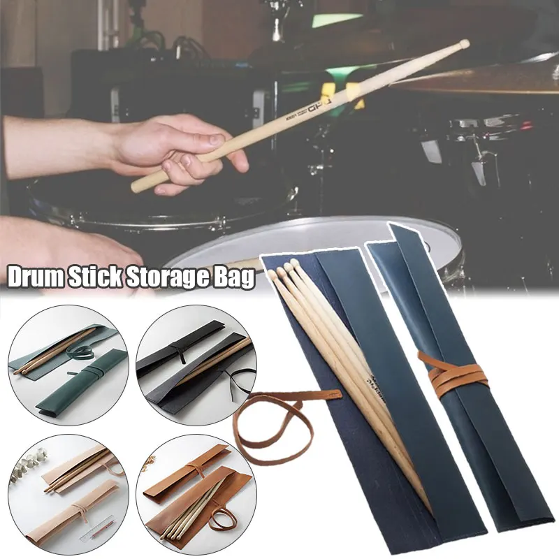 Enlarge Drum Stick Storage Two Drum Stick Pouch Pu Leather Soft Stick Protector Case Musical Instrument Accessories Drum Instrument Bag