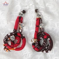 2022 new arriving african ankara earrings handmade ethnic jewellery tribal earrings fabric earring for women wyb01
