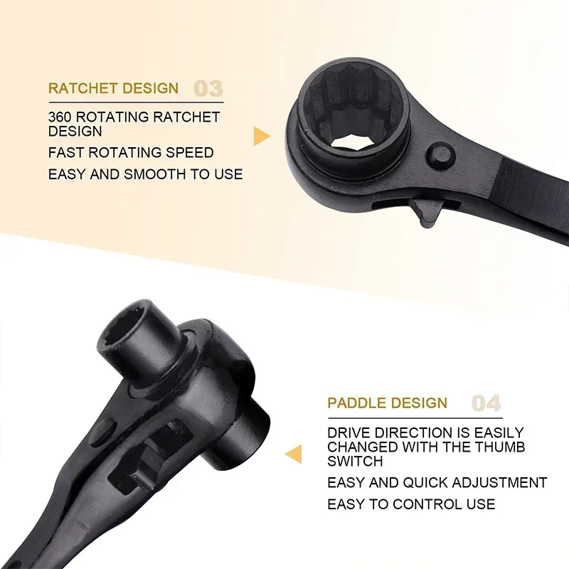 Гаечный ключ с храповым механизмом заостренным хвостом 24 зубца 10–30 мм набор