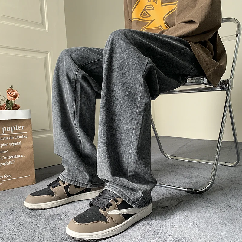 Blue Black Baggy Jeans Men Fashion Retro Casual Straight Jeans Men Streetwear Hip-hop Loose Denim Pants Mens Trousers S-2XL