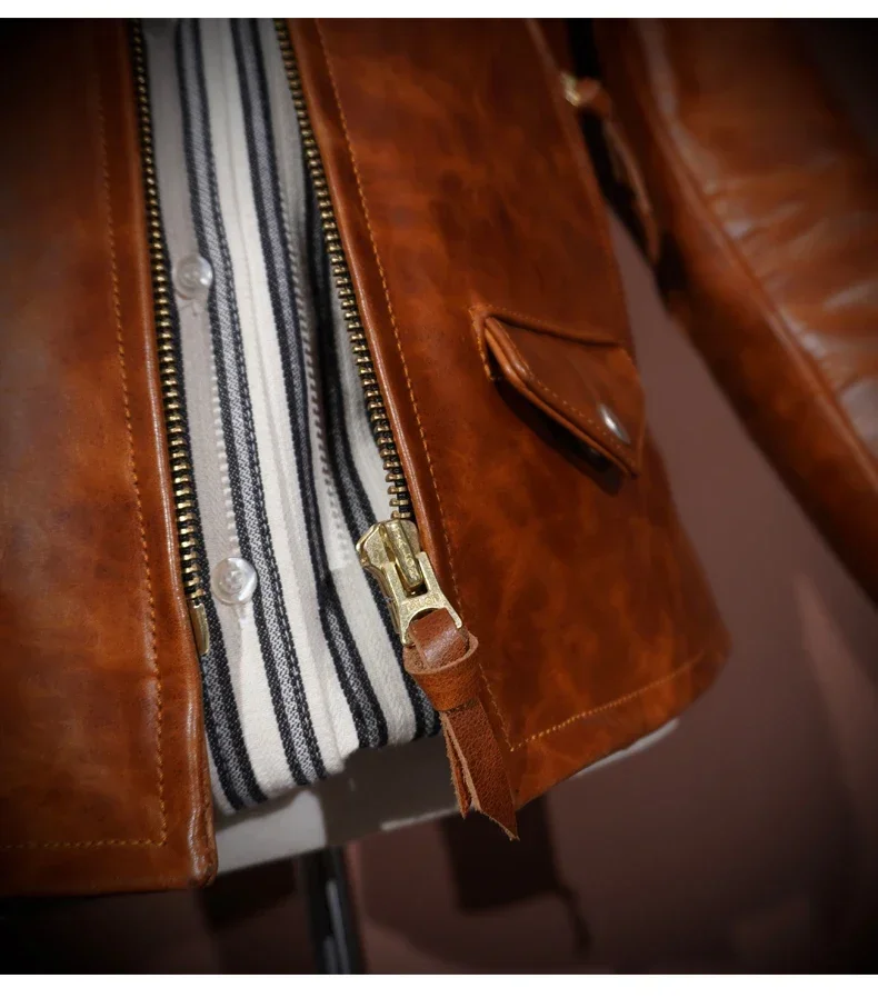 Мужская байкерская куртка Blunt Razor Venom классическая без покрытия батик конская