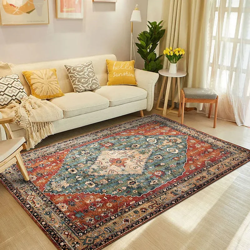 Alfombra marroquí grande, tapete bohemio para mesa de centro, decoración estética para sala de estar, para el hogar, Retro, turco, Bohemia