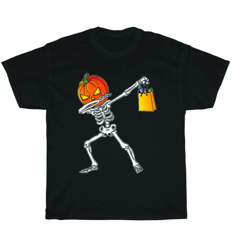

Funny Dab Dance Dabbing Skeleton Pumpkin Halloween Party Cotton T Shirt Men Women Casual Short Sleeve Loose Tshirt Dropshipping