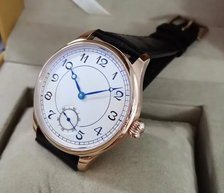

Часы мужские механические 44 мм с белым циферблатом и чехлом из розового золота