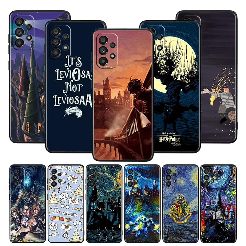 

Cartoon Harry Potter Wand Art Case For Samsung Galaxy A52S A72 A71 A52 A51 A12 A32 A21S A73 A53 4G 5G Soft TPU Black Phone Cover