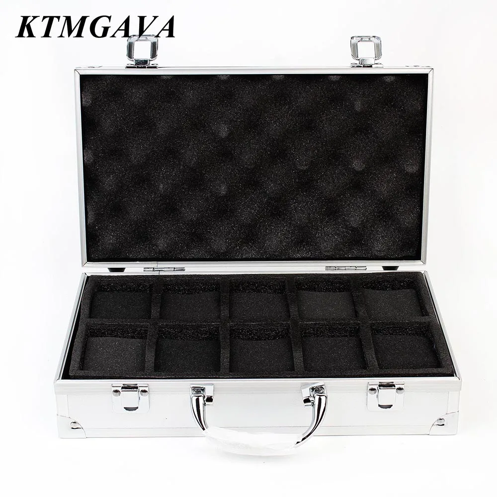 10 Slots Watch Storage Box Aluminum Alloy Useful Jewelry Wrist Watches Holder Display Box Watch Holder Box Organizer Toolbox